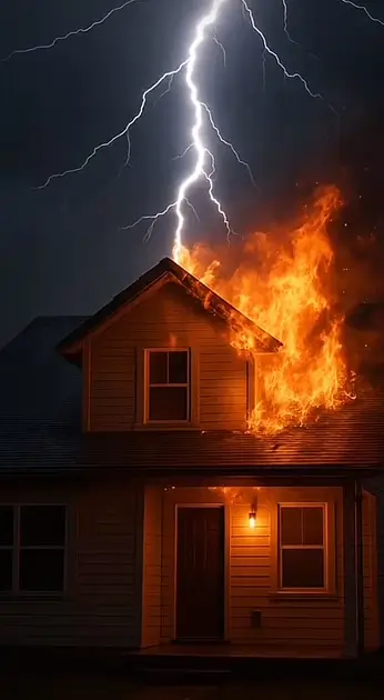 Florida Home erupts in fire due to lightning